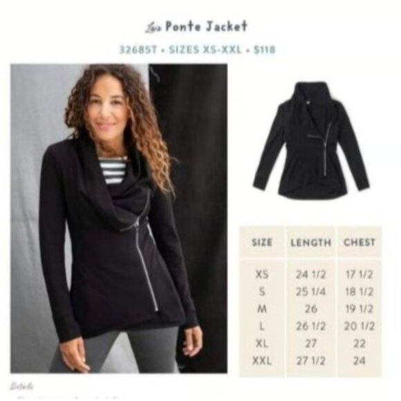 MATILDA JANE Just Imagine Laia Ponte knit Zippered Jacket Black Sz Medium womens - Picture 5 of 5